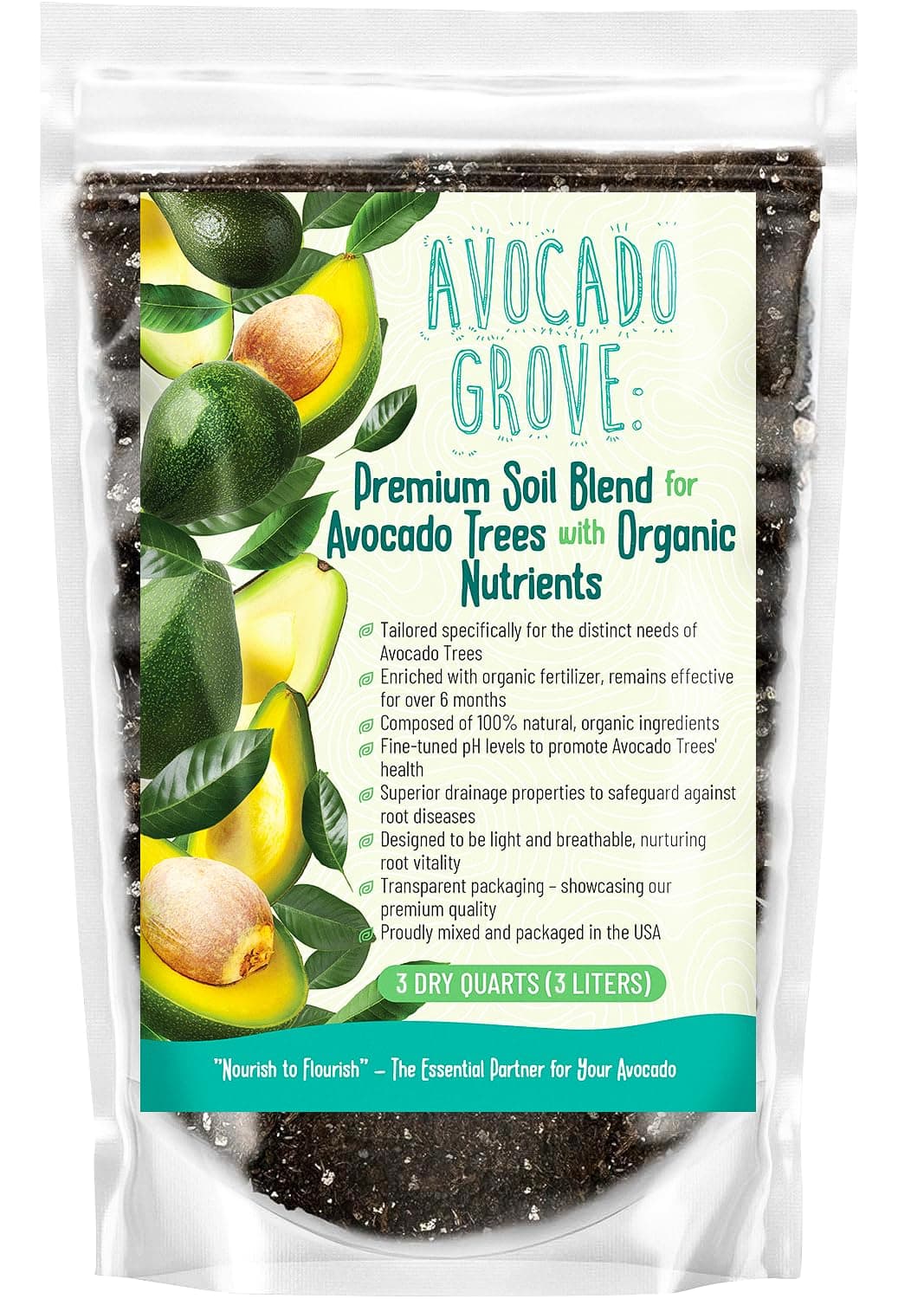 Avocado Tree Soil – Premium Organic Potting Mix for Avocado Trees | Tailored pH & Organic Nutrients | Fast-Draining & Moisture-Retaining | Indoor & Outdoor Use (1 Quart)