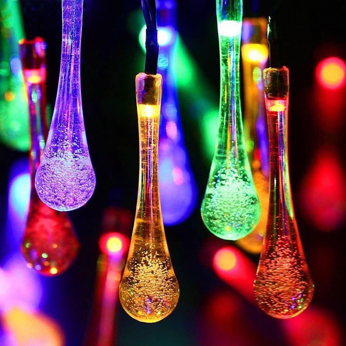 Solarstar Solar String Lights Outdoor Waterproof 8 Mode 30 LED 20 feet, Multi-Color Waterdrop Lights for Garden, Patio, Party, Wedding, Christmas Tree, Halloween