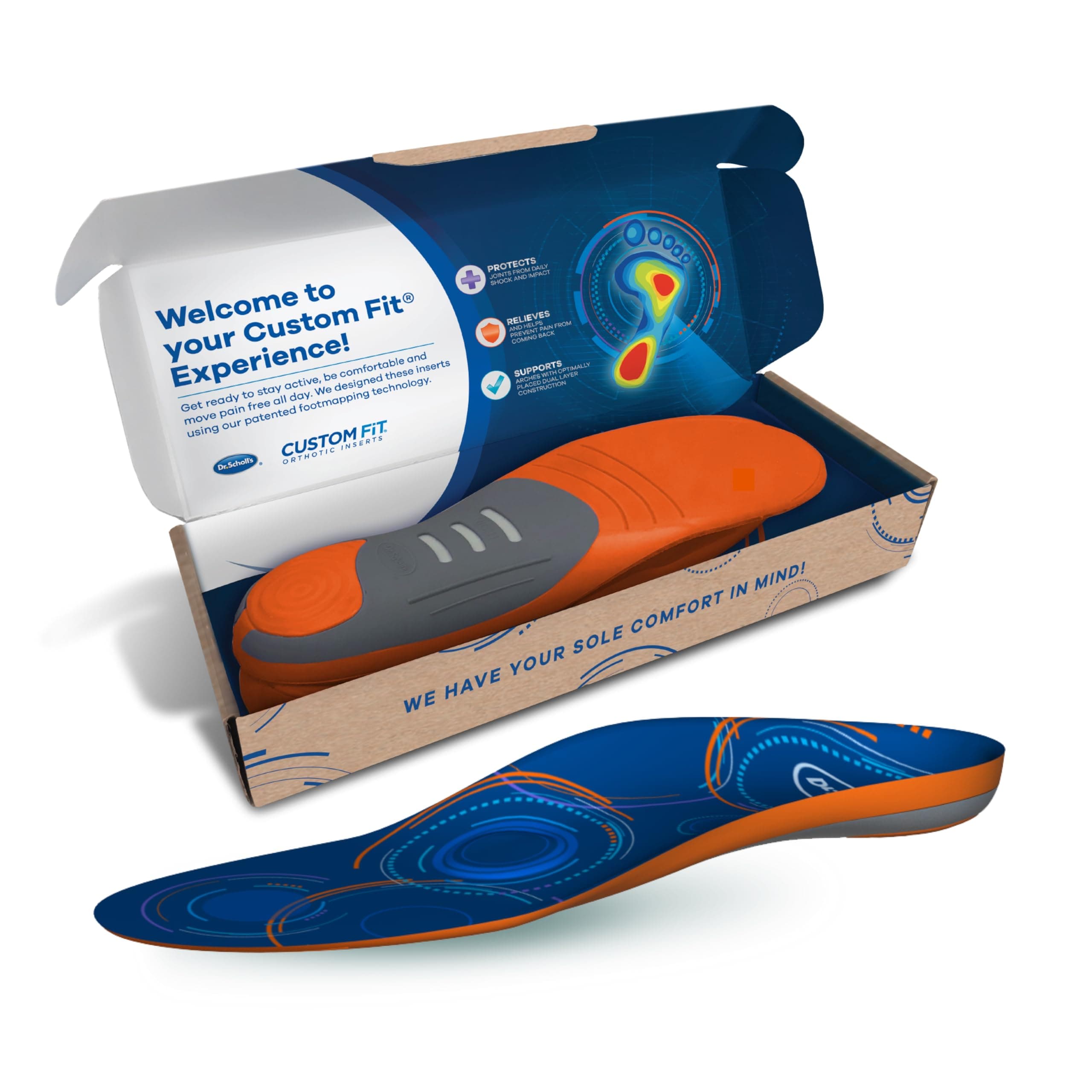 Dr. Scholl'sDr. Scholl's Custom FiT Comfort Insoles, Low Arch Support Shoe Inserts for Women Size 12.5-13 | Men 11.5-12, Full Length Insoles Men Women, Superior All Day Comfort and Plantar Fasciitis Relief CF780
