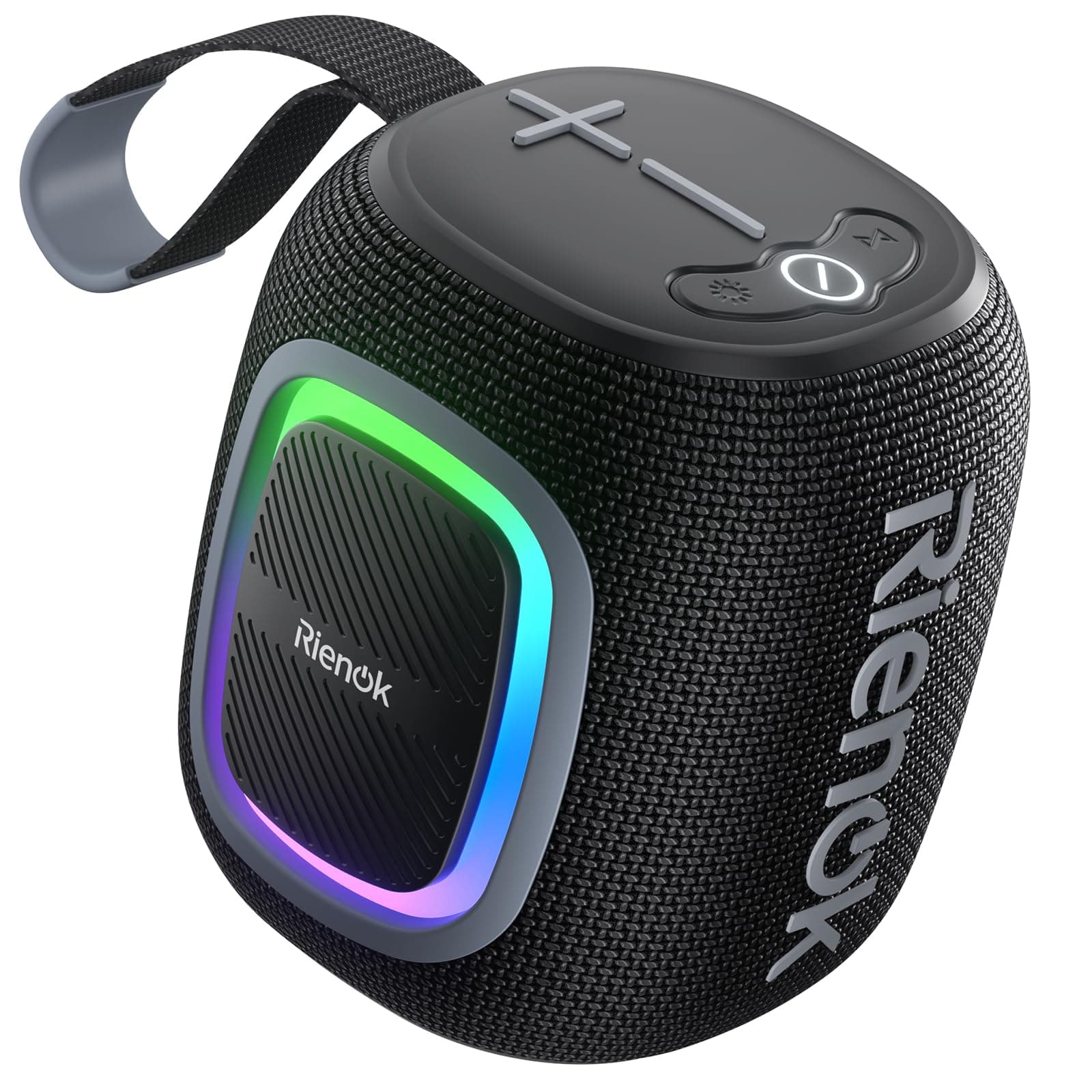 Bluetooth Speaker Small with Light FM Radio Bluetooth 5.3 Music Box Wireless Bass Box with 15 Hours Playtime Stereo Portable Waterproof TF Card USB Stick Black