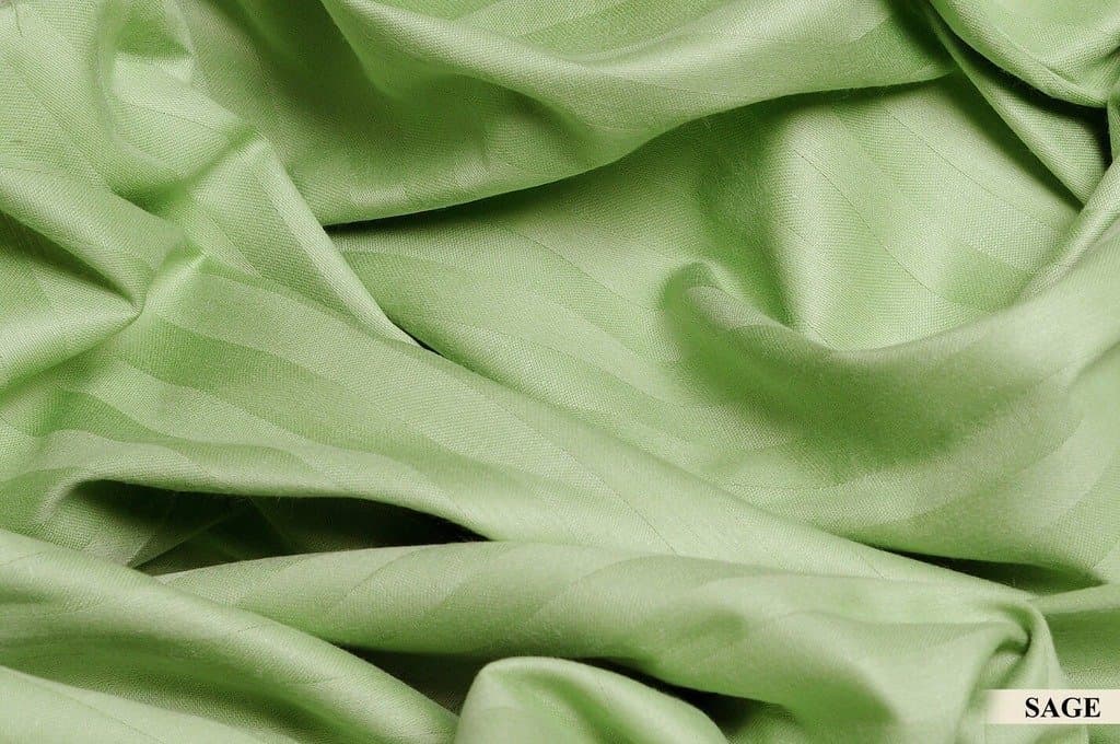 300 Thread-Count Egyptian Cotton Sateen 1 Qty Fitted Sheet Twin-XL Size (+9 Inch) Deep Pocket, Sage Stripe