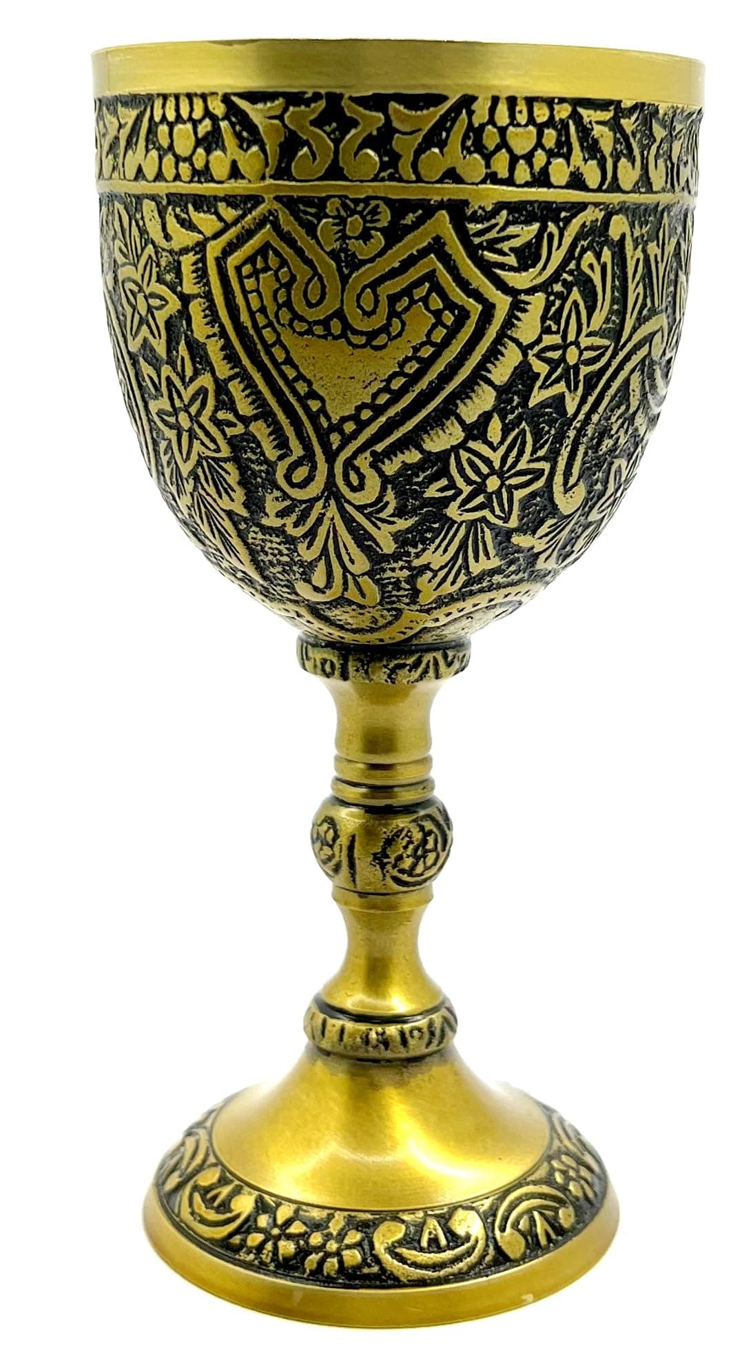 8oz Solid Brass Chalice with Brass Antique Finish, Cup for Communion, Religious Ceremonies, Wedding, Home Decor