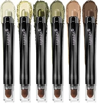 Neutral Eyeshadow Stick Makeup Set, Metallic Shimmer Matte Cream Eye Shadow Eyeliner Brightener Pencil Crayon - Classic 6PCS A007