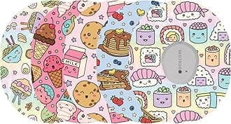 Adhesive Patches for Dexcom G7, Stelo & Infusion Sets – 5-Pack Waterproof, Sweatproof CGM Overpatches – Hypoallergenic CGM Patches (Kawaii Foods)