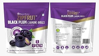 ZipFrut Black Plum (Jamun) Rolls – Natural Jamun Fruit Snacks, Healthy, Sweet & Tangy, 100% Natural, No Preservatives, No Added Sugar, No Artifical Colors or Flavors, Gluten free, Vegan Snack