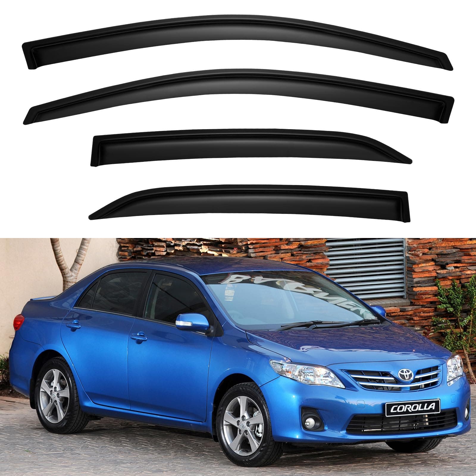 Window Visor Rain Guard For Toyota Corolla 2009-2013, Out Channel Window Vent Wind Deflector Visor Shade 09-13 Corolla