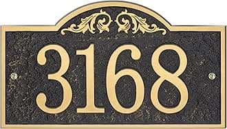 Address Plaque - Handcrafted Carving Sign - Large House Number - Vintage Address Plaque - 11" x 6.3" - Personalized Address Plaquer for Yard Sign, Enterprise, Office, 911 Visibility Signage (Styles 9)