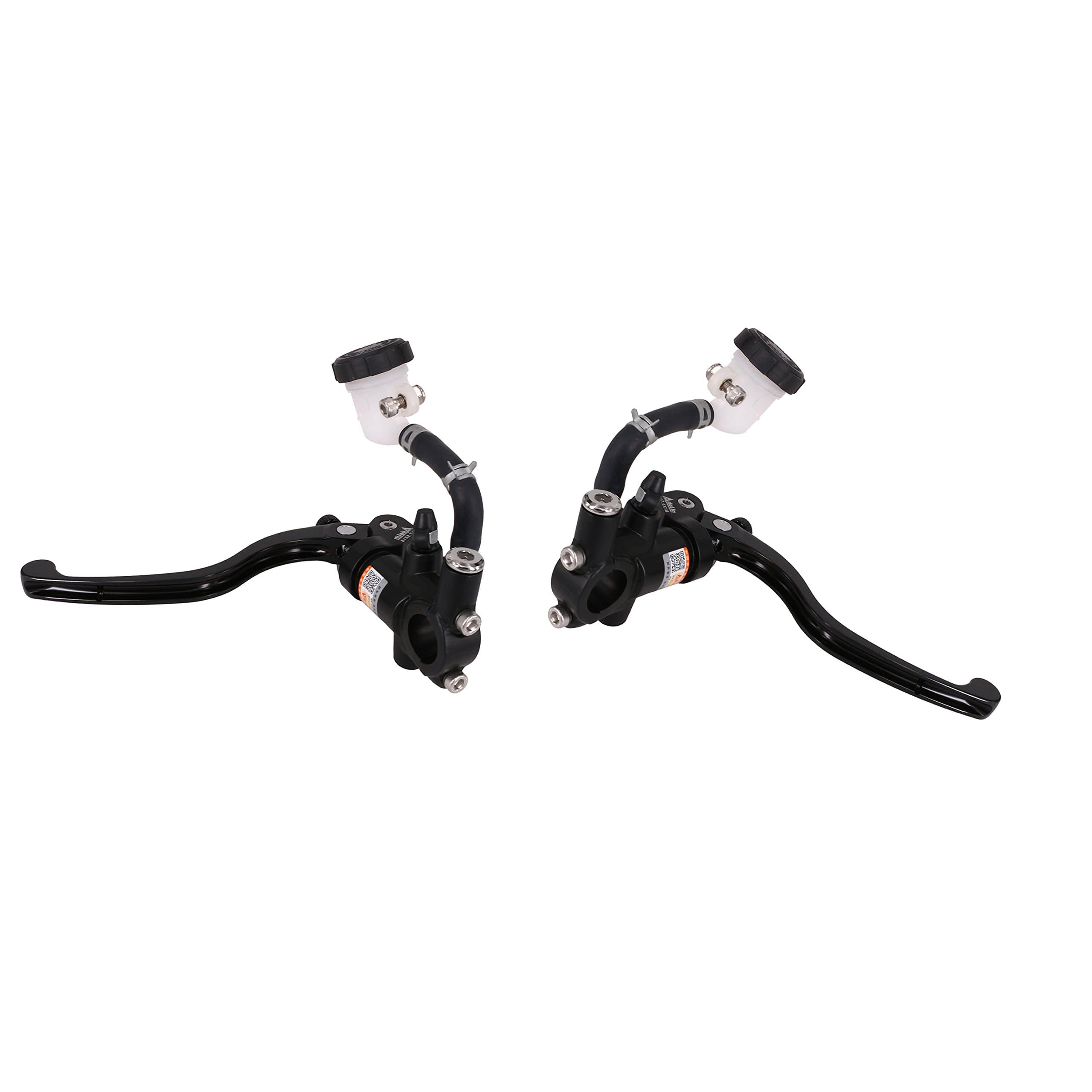 Front Brake/Clutch Master Cylinder Remote Reservoir with Adjustable Lever Span black