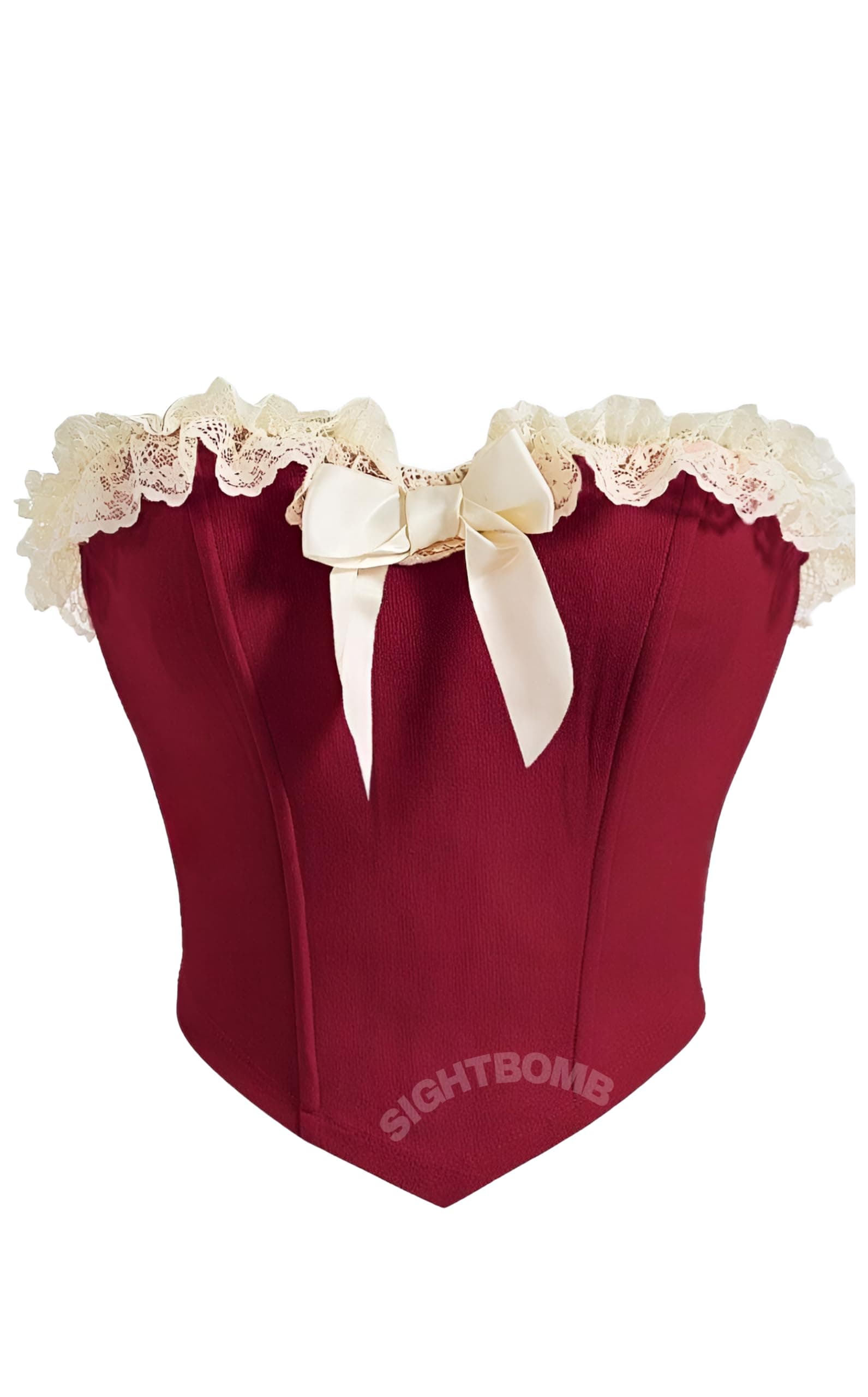 SIGHTBOMBOFF SHOULDER LACE TRIM MICRO FIBRE FEATHER TOUCH FABRIC BUSTIER CORSET FOR WOMEN