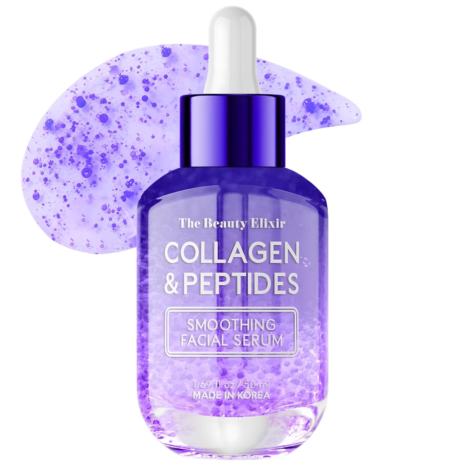 Beauty Elixir Collagen and Peptide Serum for Face: Anti-Aging, Moisturising and Repairing Treatment for Fine Lines, Korean Skin Care, Collagen and