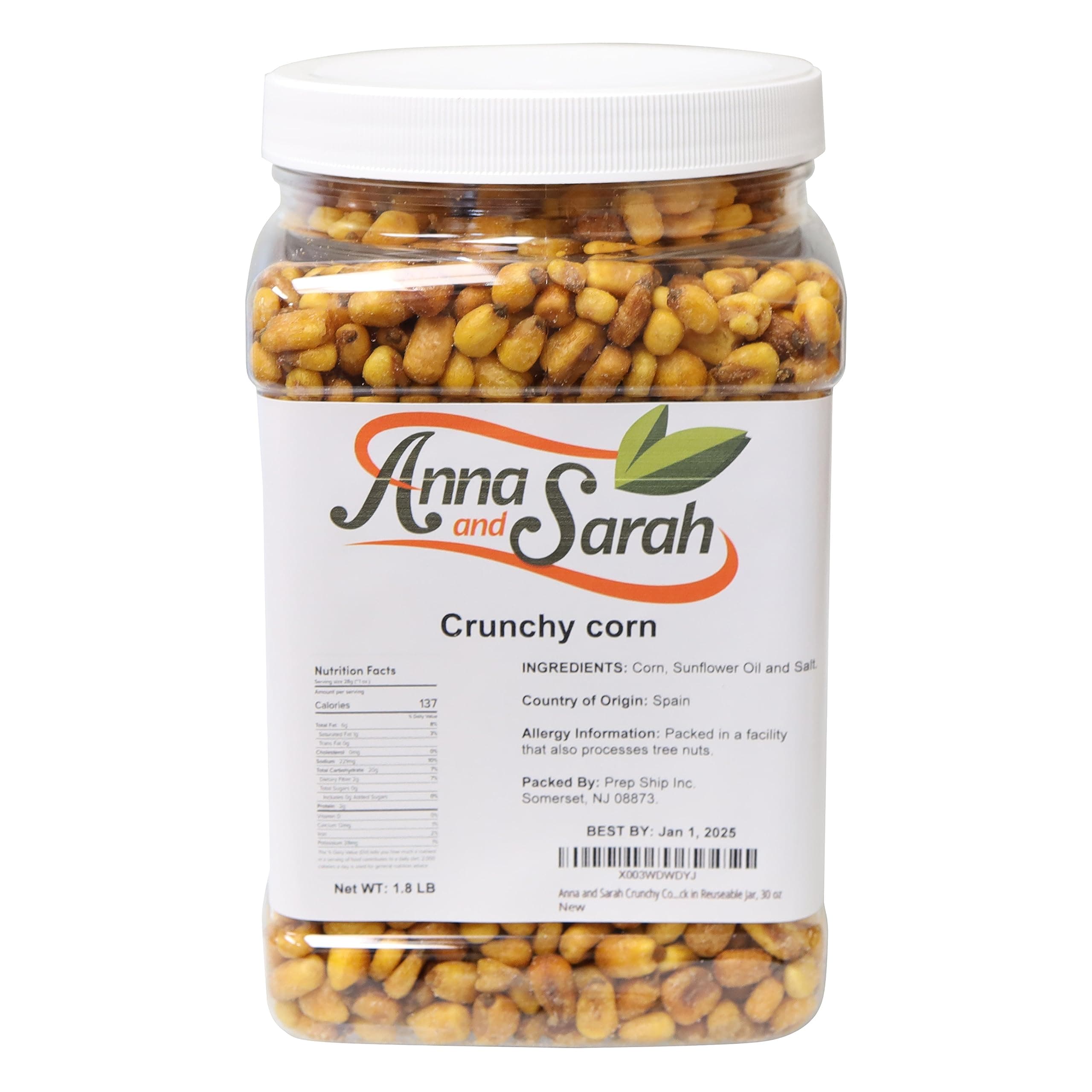Crunchy Corn- Roasted and Salted Corn Nuts-Natural Cravings - Original Toasted Corn Kernels Crunchy Snack in Reuseable Jar, 30 oz