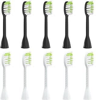 Replacement Toothbrush Heads Compatible with Philips Sonicare One Electric Toothbrush，Brush Head 10 Pack for HY1100 for HY1200 for BH1022,5black+5white