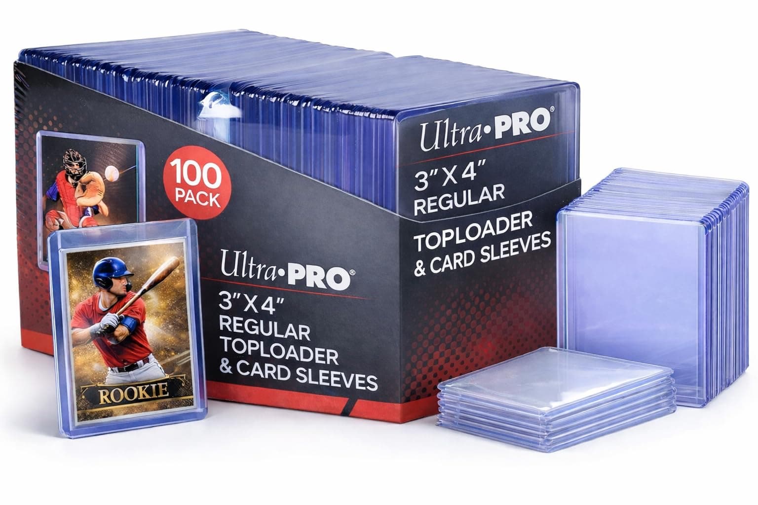Ultra Pro 3" x 4" Clear Regular Top Loaders For Cards With Card Sleeves Bundle Standard Size 100ct Baseball Card Sleeves Trading Card Sleeve Baseball Card Protectors Toploader Card Protectors