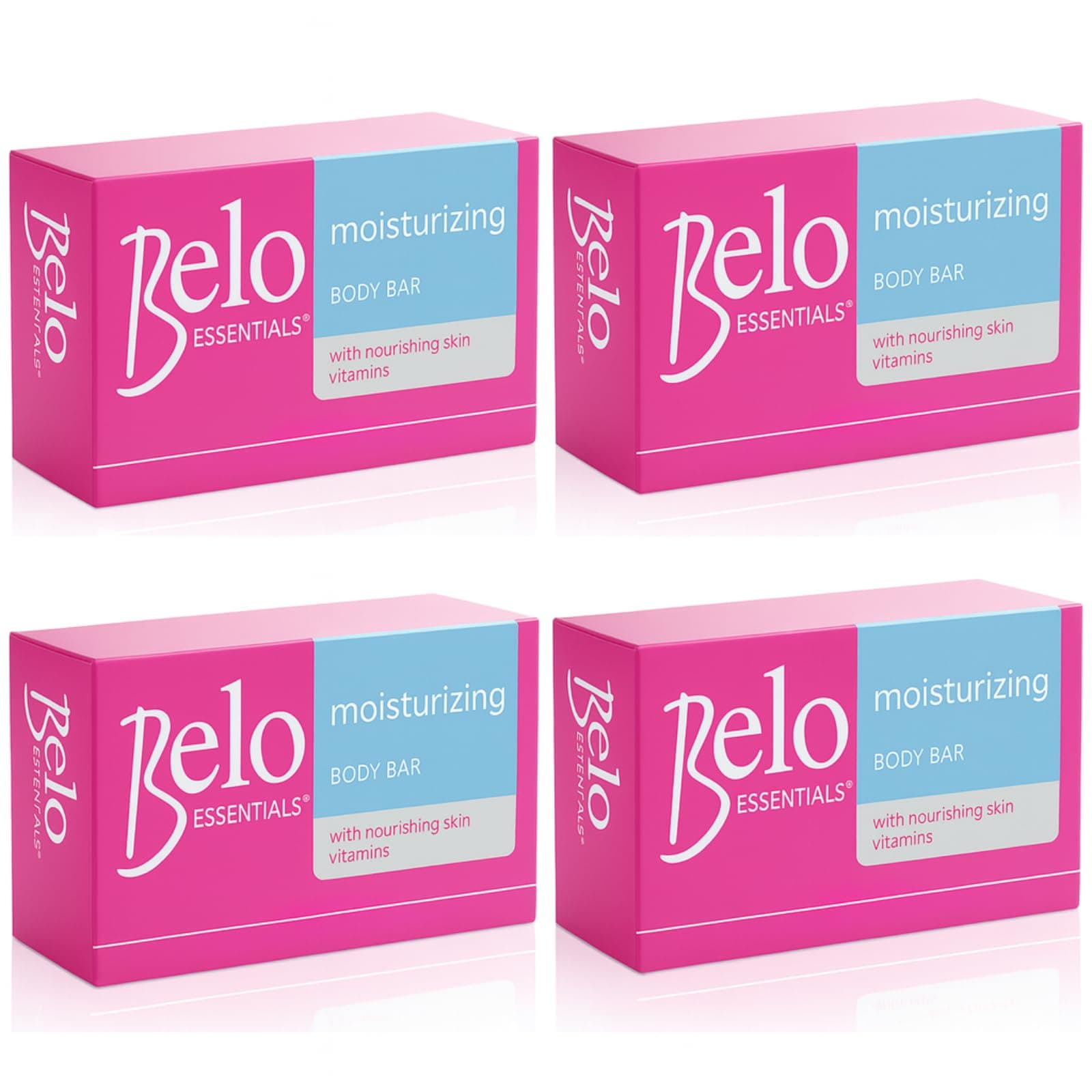 Belo Essentials Moisturizing Body Bar Gentle Cleansing Hydrating Bath Skincare Solution Smooth Texture Enhancer - 135g x 4 Bars