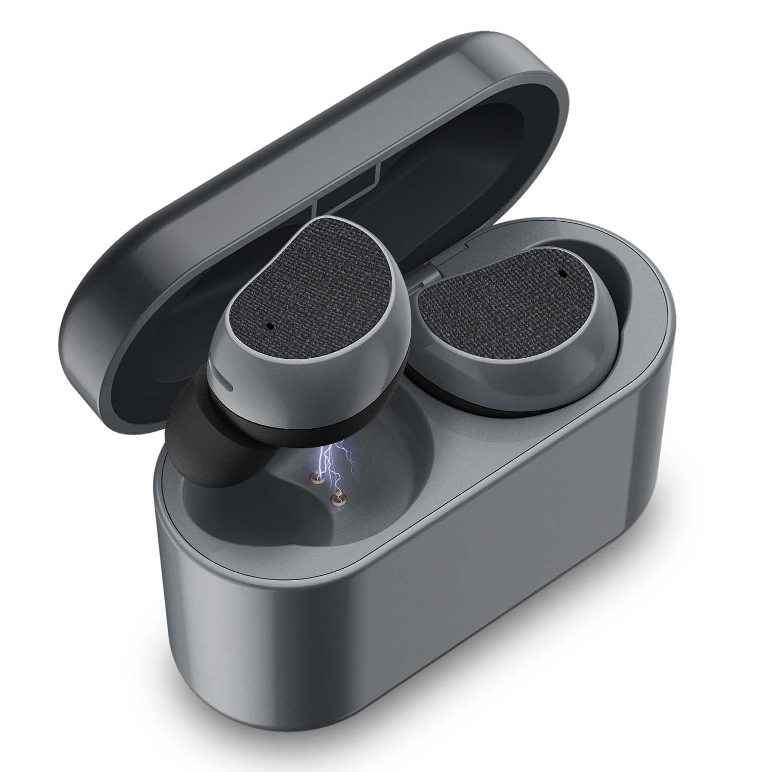 Wireless Earbuds, Soundmoov Mini True Bluetooth Earbuds Sweatproof Wireless Headphones with Mic and Charging Case for iPhone Samsung iPad and Most Android Phones (Gray)
