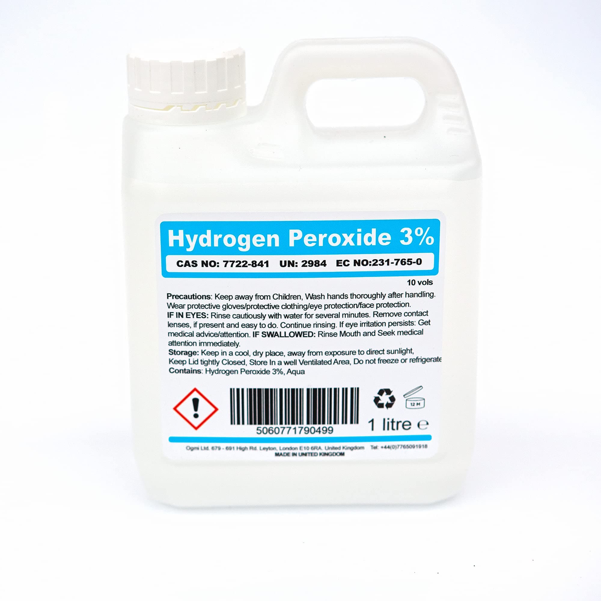 Hydrogen Peroxide 3% 10 Vols. 1L 1 Litre Bottle for Cleaning Disinfecting Bleaching