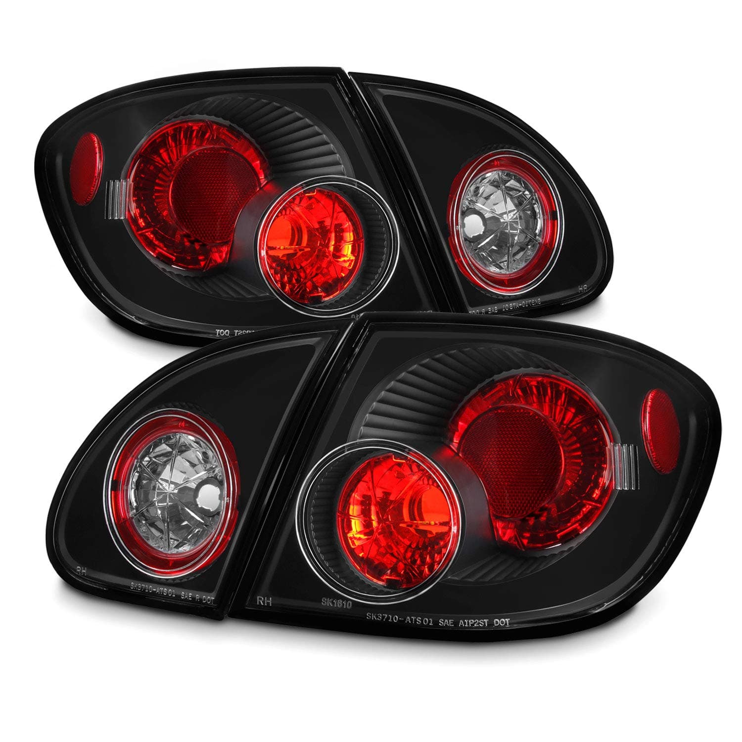 For 2003-2008 Toyota Corolla Black Altezza Tail Lights Rear Brake Lamp w/Trunk Piece 4Pcs