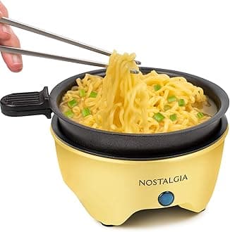 Nostalgia MyMini Personal Electric Skillet & Rapid Noodle Maker, Perfect For Healthy Keto & Low-Carb Diets, Yellow