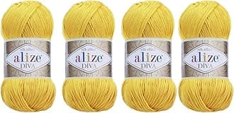 Hand Knitting Yarn 100% Microfiber Acrylic Yarn Alize Diva Silk Effect Thread Crochet Art Lace Craft Lot of 4 skeins 400gr 1532yds (110)