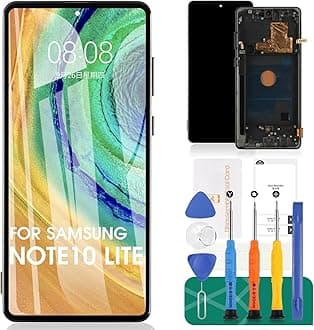 OLED Screen Replacement for Samsung Galaxy Note 10 Lite LCD Screen for SM-N770F SM-N770F/DS LCD Display for Samsung Note 10 Lite Touch Digitizer Assembly Repair Kits with Frame (with Fingerprint