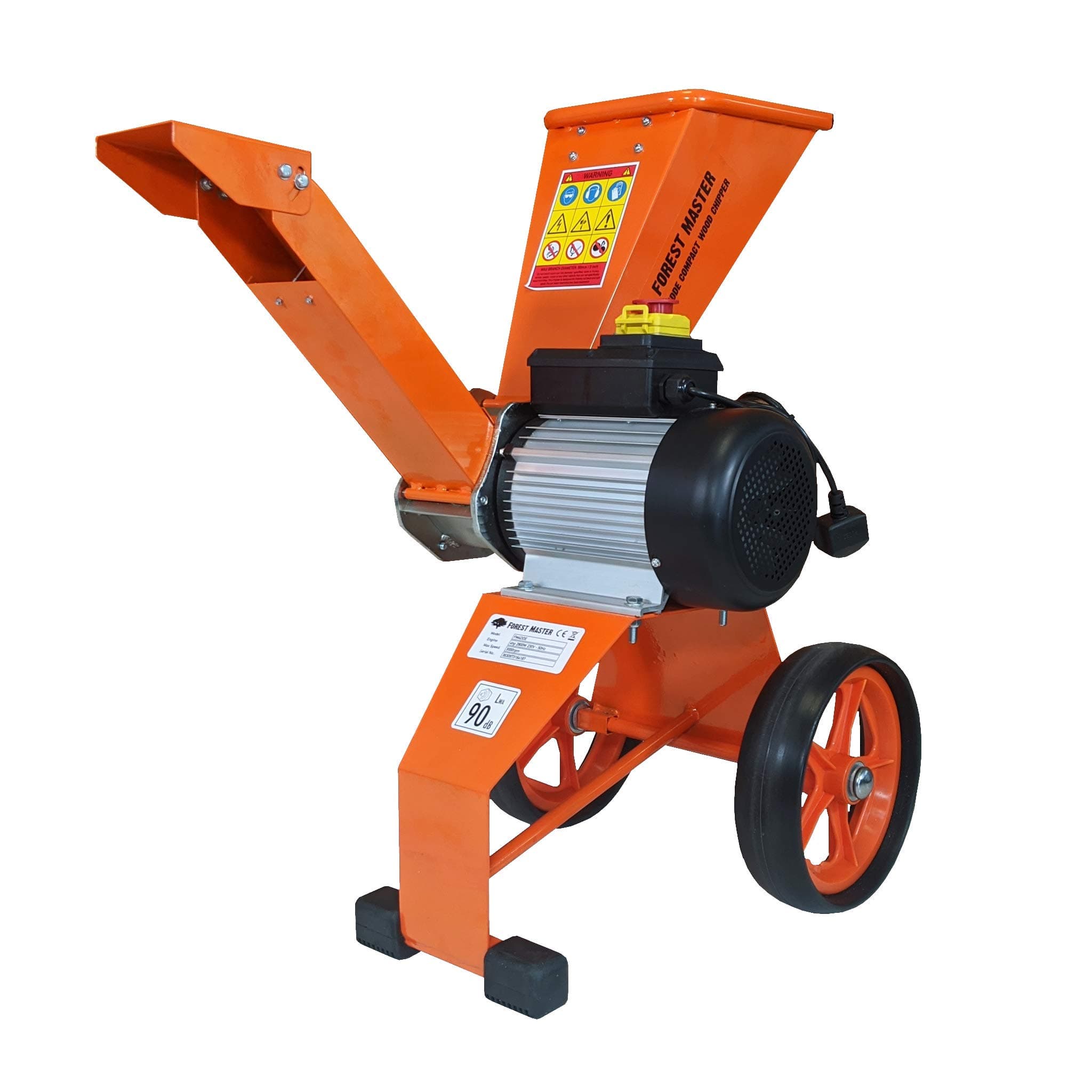 FM4DDE Compact Self-Feeding Wood Chipper - 4HP Direct Drive, 2800W Electric Motor - Chips Branches Up to 50mm (2 inches) in Diameter