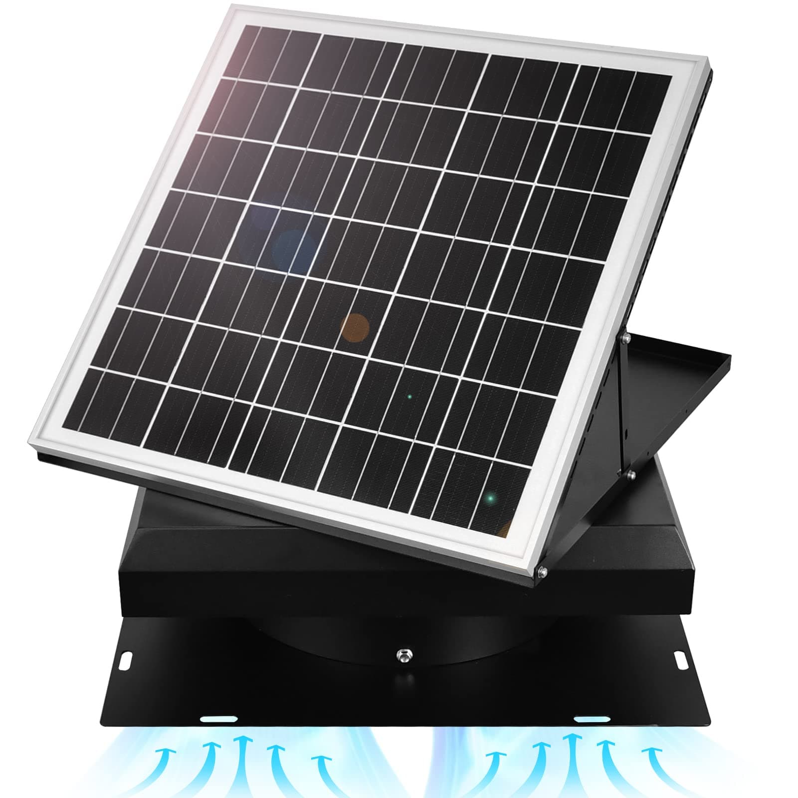DC HOUSE 32 Watt Solar Attic Fan Solar Powered Roof Exhaust Fan Up to 3000 Sq Ft,2500 CFM Metal Shell Solar Vent Hail and Weather Resistance