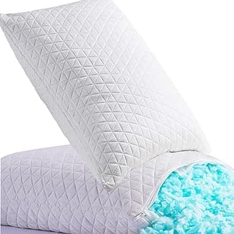Shredded Memory Foam Pillows for Sleeping,Bed Pillows Queen Size Set of 2 Pack Cooling Adjustable,Good for Side and Back Sleeper with Washable Removable Cover