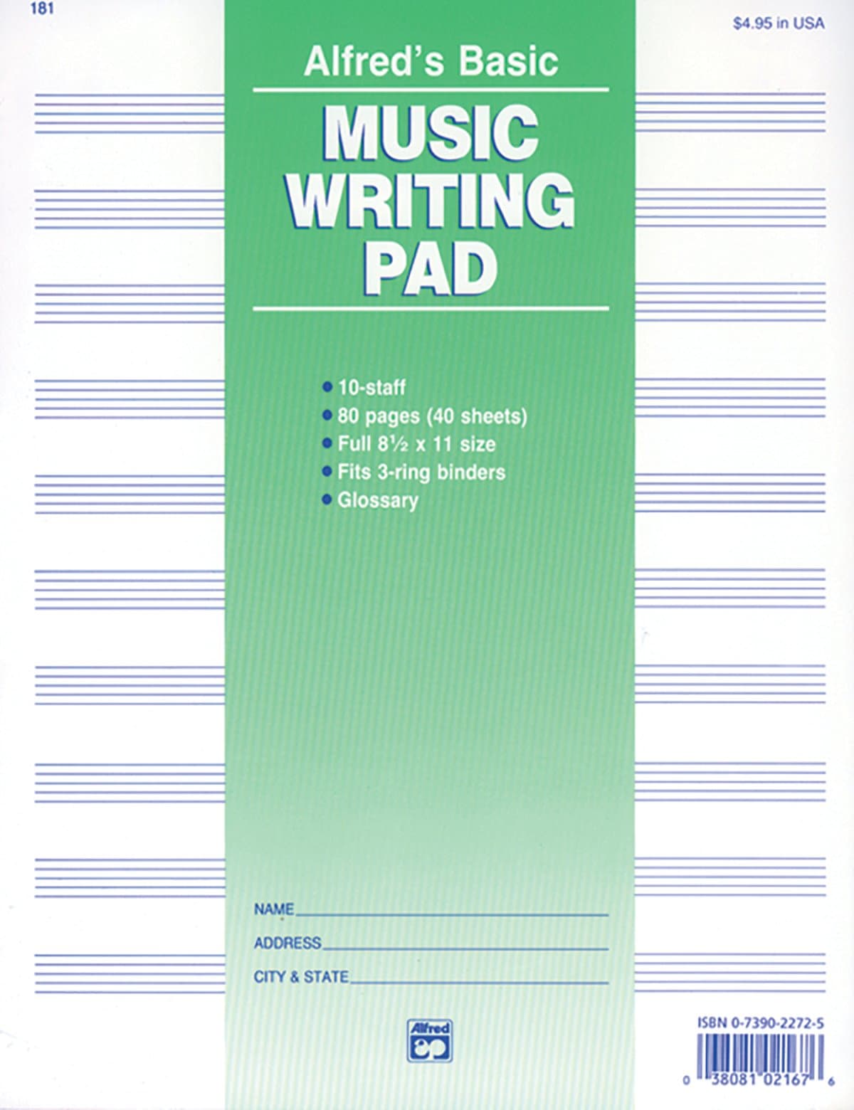 10 Stave Music Writing Pad (8 1/2" x 11")