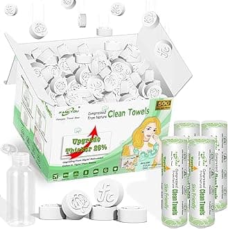 Fancyou Compressed Towel Tablets Bulk 500 Pcs with 4 Dispenser, Mini Coin Tissue Cotton Biodegradable Disposable Washcloths, Portable Facial Towels for Home Travel Office Camping Gym Supplies