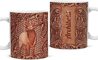 winorax Deer Hunting Mug Personalized Hunter Gifts For Men Hunters Wood Drawing Style Mugs Cups Full Printed 11oz 15oz Birthday Christmas Cups Gift For Men Women Dad Papa