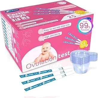 25 Count Ovulation Test Strips with Cups, Bulk Ovulation Test Strips for Women, Ovulation Predictor Kit, Accurate Fertility Tests for Home, Individually Wrapped 5mm LH
