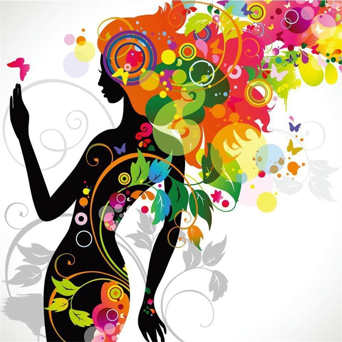 EOBROMD 5D DIY Diamond Painting by Number Kits, Full Drill Embroidery Paint with Diamonds Wall Sticker for Home Decor - Painted Women (12 x 12inch)