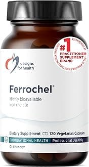 Iron – Vital for Energy Production, Immune & Brain Health, High Absorption Ferrochel Chelated Iron for Women & Men as Ferrous Bisglycinate Chelate – Pregnancy Safe (120 Vegan Caps)