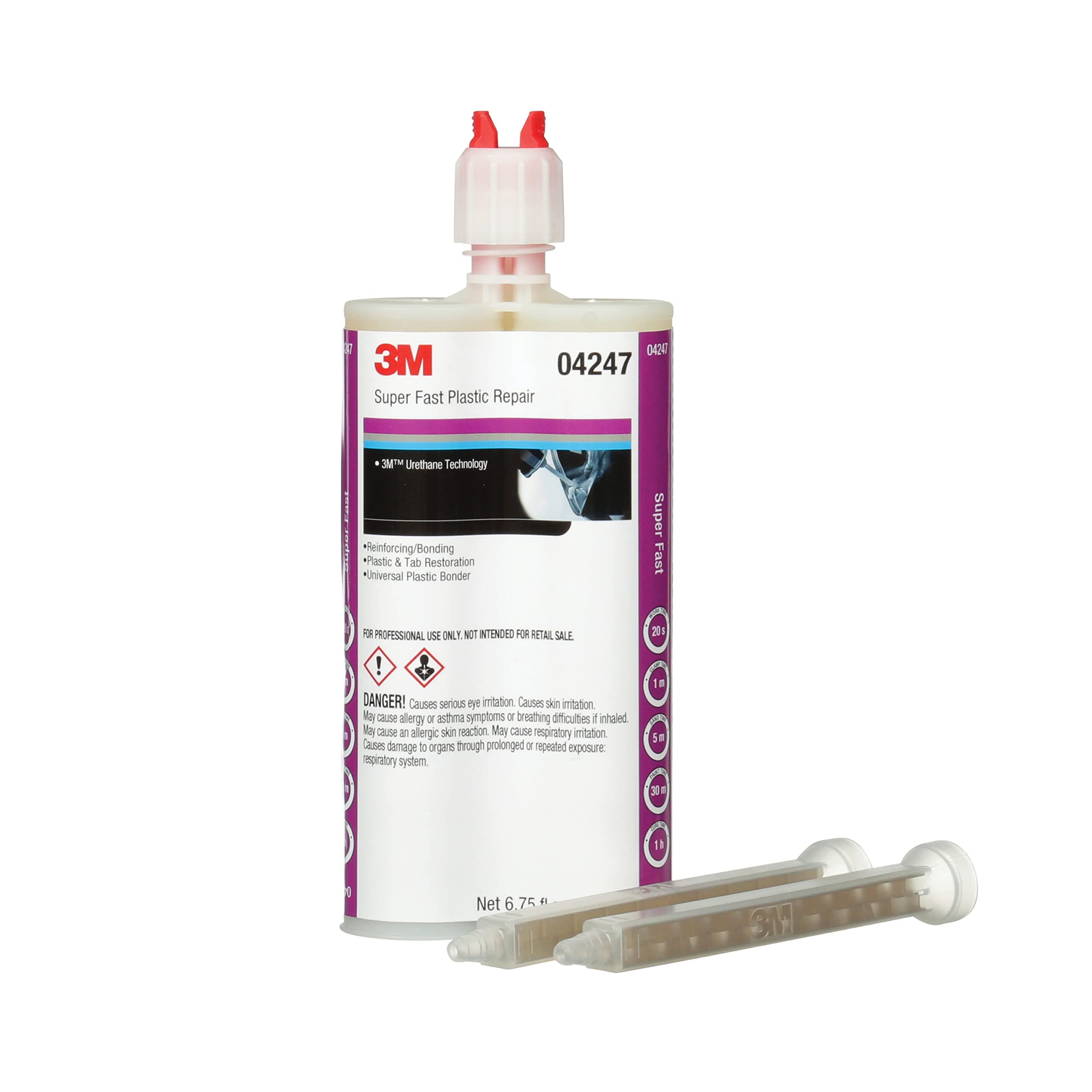 - 3M Super Fast Plastic Repair, 04247, Tranlucent Color, Ready-To-Use, Two-Part Epoxy Finishing Adhesive, 200 mL/6.75 fl oz Cartridge