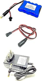 INVENTO 1Pcs 6V 1000mAh Ni-cd Rechargeable 5 Cell Battery Pack with 5.5mm Male DC Jack + 7.5V 2A DC Adaptor + Charger Cable