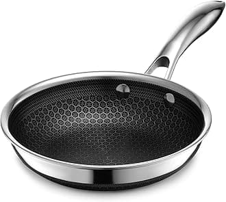 HexClad Hybrid Nonstick 18 cm Frying Pan, Stay-Cool Handle, Dishwasher-Friendly, Oven-Safe Up to 480°C, Induction Ready, Compatible with All Cooktops