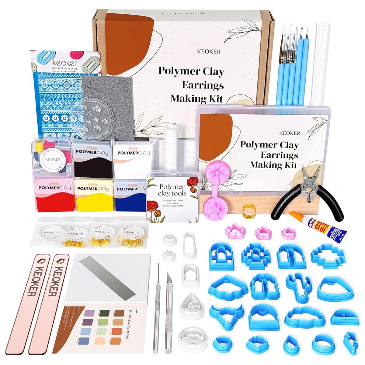 123 PCS Clay Earring Making Kit, Polymer Clay Jewelry Making Kit for Teens and Adults, Fashion Designer Kits, Polymer Clay Earrings Kit Crafts, Great Gifts