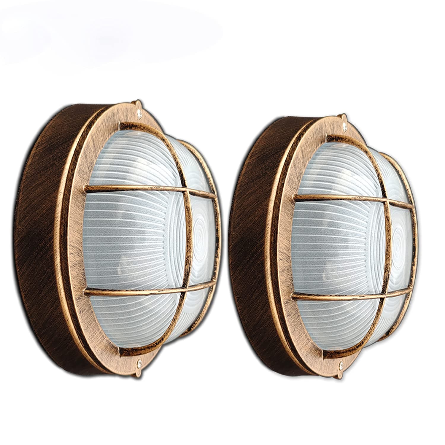 2 Packs Retro Industrial Wall Light, Round Bulkhead Light, IP54 Rated Outdoor Waterproof Wall Lamp, Nautical Aluminum Wall Sconce, Indoor Or Outdoor Light, Garden, Shed, Workshop, Patio and Garag