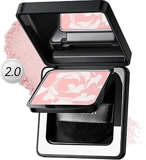 2.0 Black Magnet Soft Focus Powder, Waterproof Translucent Pressed Setting Powder, 24H Longlasting Talc-Free Face Powder, Oil Control Compact Makeup,01 Pink For Dry&Com Skin, 0.28Oz