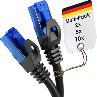 KabelDirekt – Network Cable – Transfers 10Gbps & fibre optic internet speed – Ethernet & LAN Cable – 5x 0.25m, Available in 0.25-30m – For Gigabit networks, routers/modems, RJ45 (black/blue)