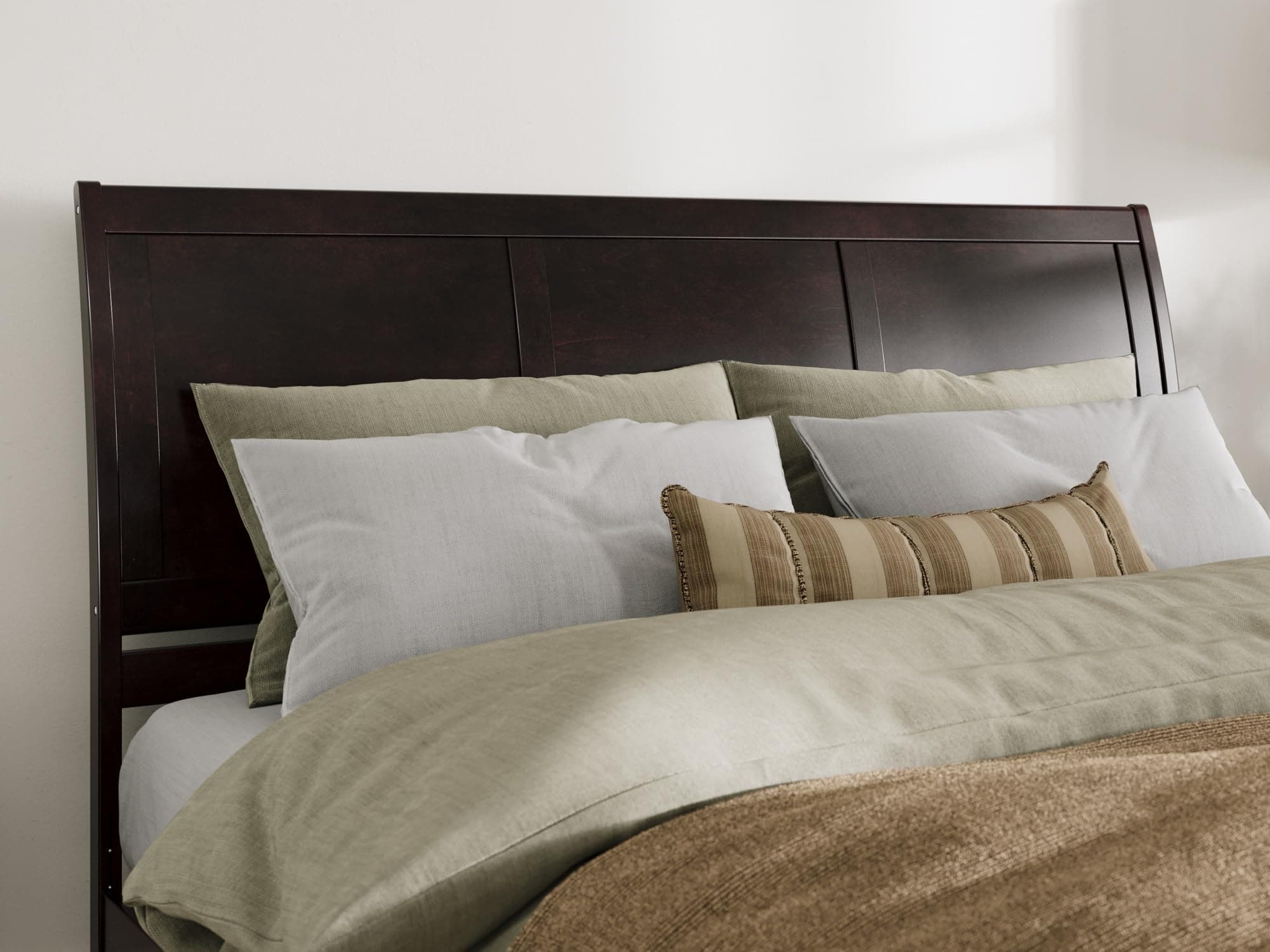 AFI Portland King Sleigh Solid Wood Panel Headboard in Espresso
