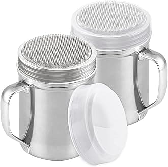 CUSINIUM Powdered Sugar Shaker Duster - with Handle - Cinnamon Shaker for Coffee Bar - Fine Mesh Dredge - 6 Ounce, Pack of 2 | Style: Fine