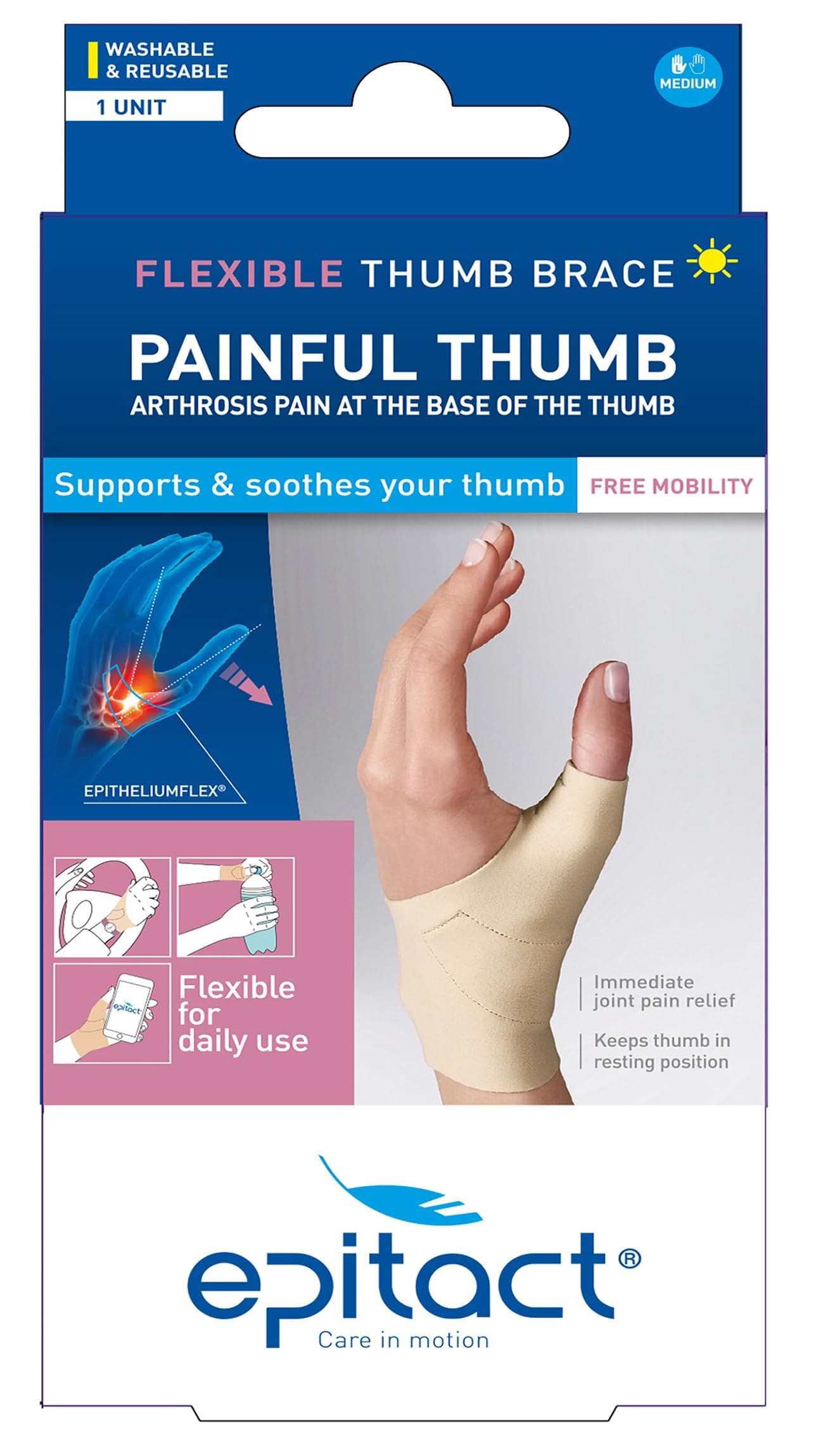 Epitact Flexible Thumb Support – Day wear. A flexible thumb support for peopl...