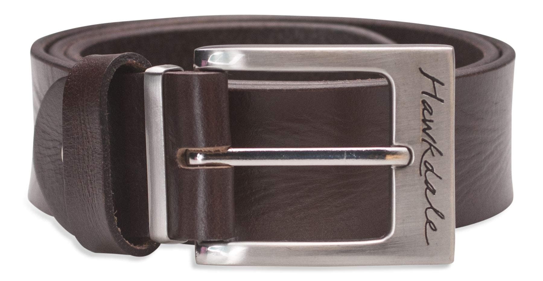 Hawkdale Mens Full Grain Leather Belt - Black, Brown Strap - Brass, Silver Buckle # HD-FullGrain