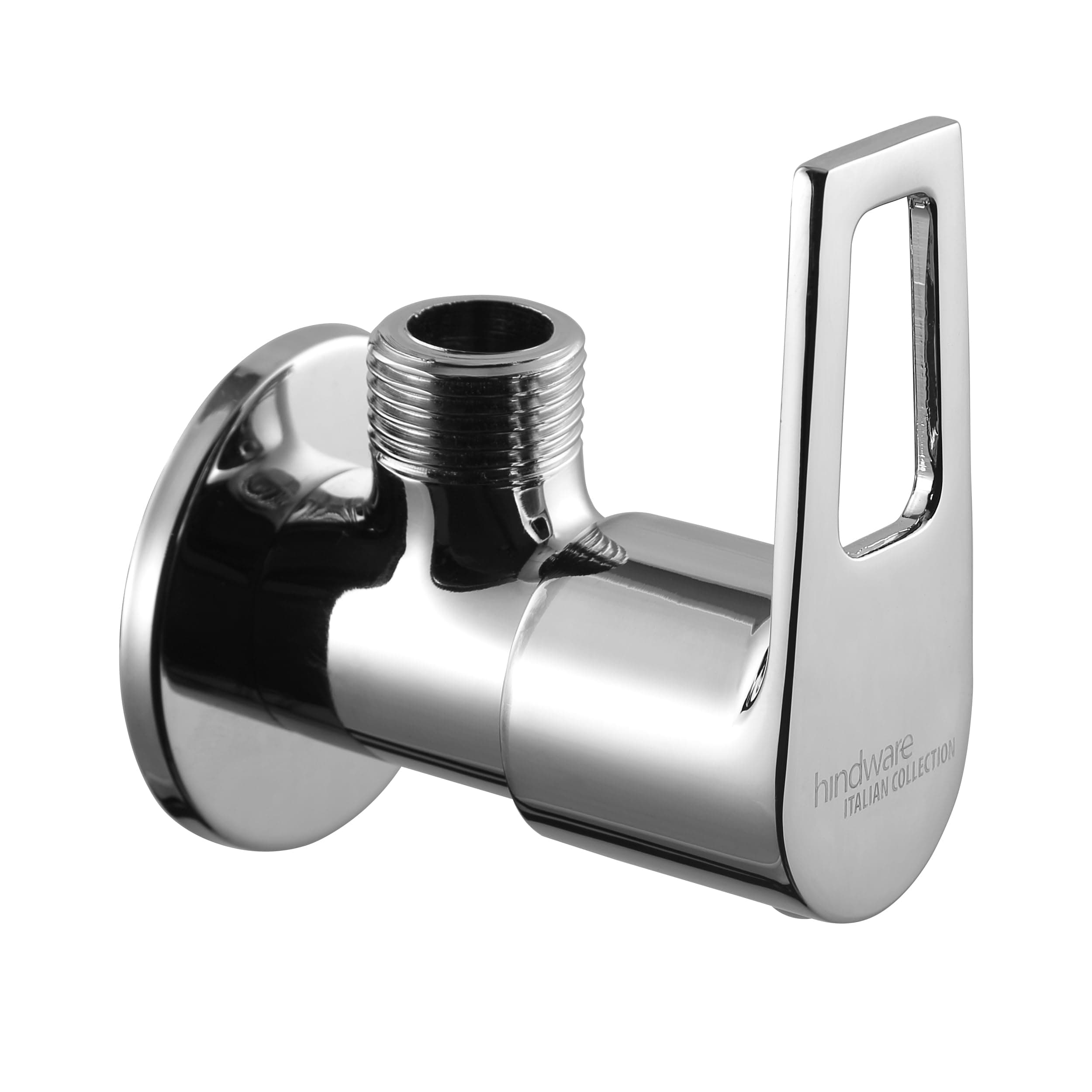 Hindware Italian Collection Aspiro Range F570043CP Angular Stop Cock with wall flange | Made of Brass | Mirror-Like Finish