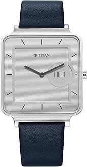 - EDGE Titan Quad Quartz Analog White Dial Blue Leather Strap Watch for Men - NT10017SL01