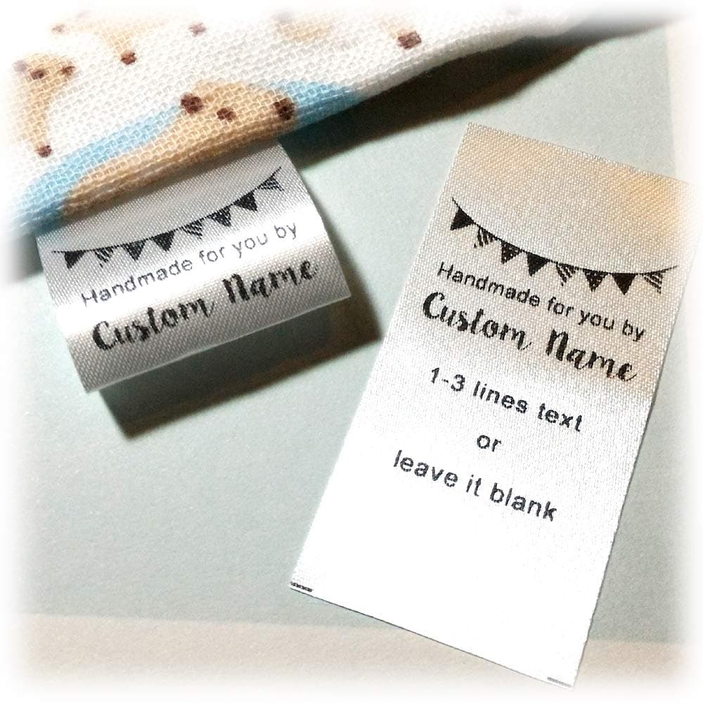 100 pcs Custom Clothing Label Sewing Hanging Name tag Handmade Business Text Logo Personalized Soft Satin Ribbon Waterproof Washable Label Size 30mm