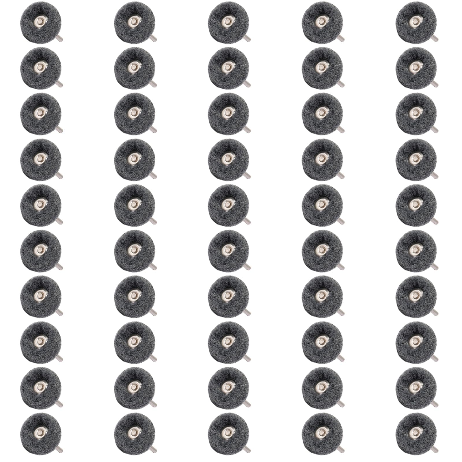 50 PCS Abrasive Buffing Wheels,1 Inch Buffing Polishing Wheel Set for Rotary Tool Accessorie 1/8'' (3mm) Shank, Grey 600 Grits for Metal,Wood, Rust Removal