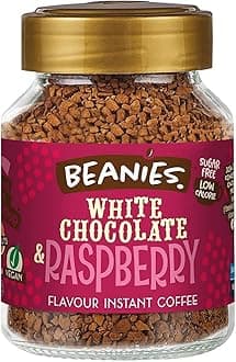 Beanies The Flavour Co Beanies | Instant Flavoured Coffee | White Chocolate & Raspberry | Low Calorie, Sugar Free | 50 Gram| Pack Of 1, Jar
