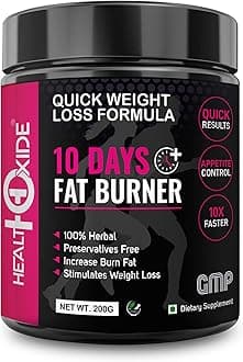 10 Days Fat Burner Powder | Natural Weight Loss Supplement with Green Tea Extract, Garcinia Cambogia & Cayenne Pepper | Boosts Metabolism, Energy & Appetite Control | 200g